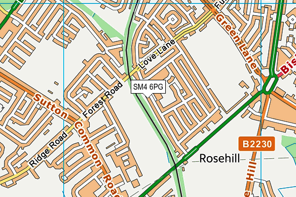 SM4 6PG map - OS VectorMap District (Ordnance Survey)