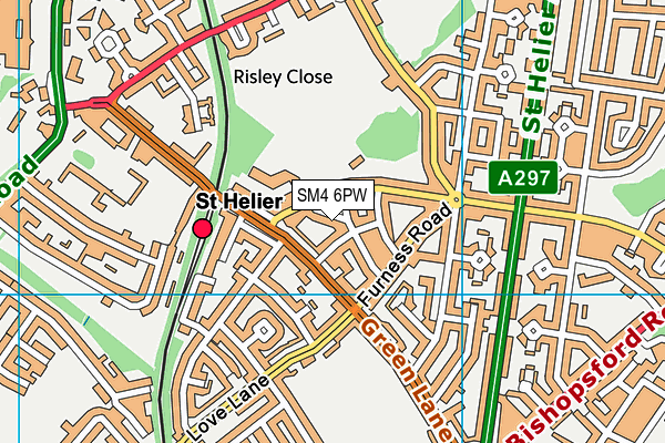 SM4 6PW map - OS VectorMap District (Ordnance Survey)