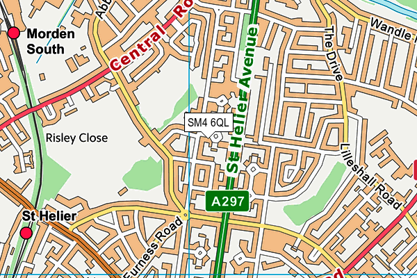 SM4 6QL map - OS VectorMap District (Ordnance Survey)