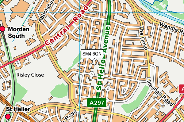 SM4 6QN map - OS VectorMap District (Ordnance Survey)