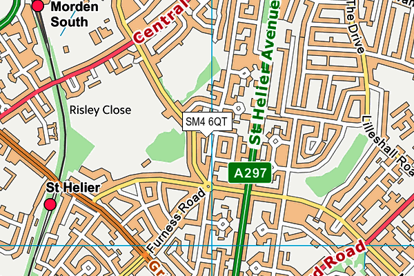 SM4 6QT map - OS VectorMap District (Ordnance Survey)