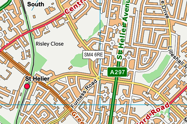 SM4 6RE map - OS VectorMap District (Ordnance Survey)