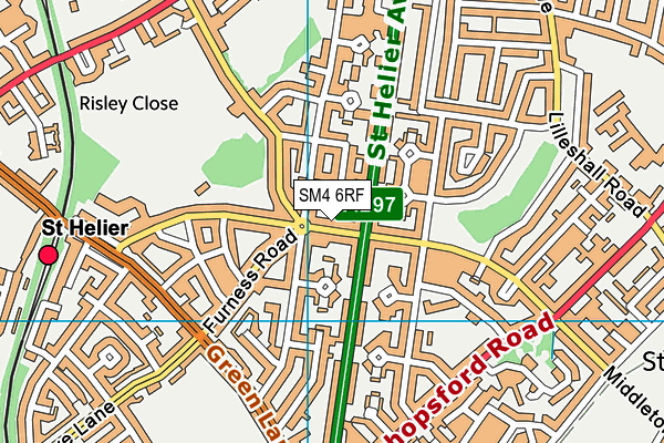 SM4 6RF map - OS VectorMap District (Ordnance Survey)