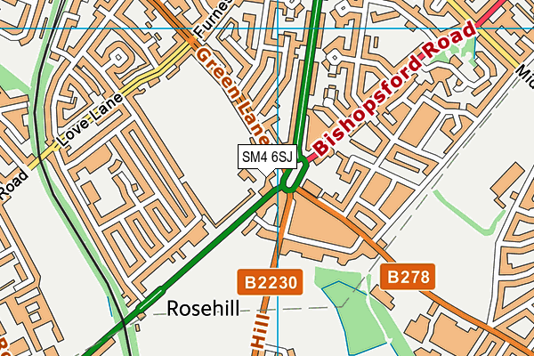 SM4 6SJ map - OS VectorMap District (Ordnance Survey)