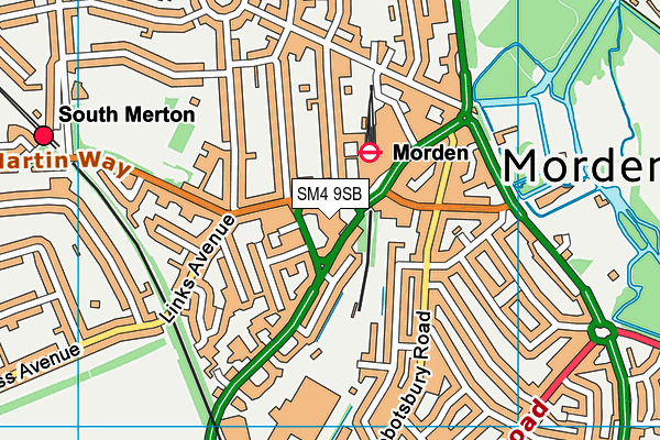 SM4 9SB map - OS VectorMap District (Ordnance Survey)