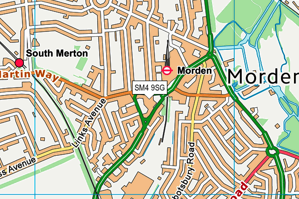 SM4 9SG map - OS VectorMap District (Ordnance Survey)