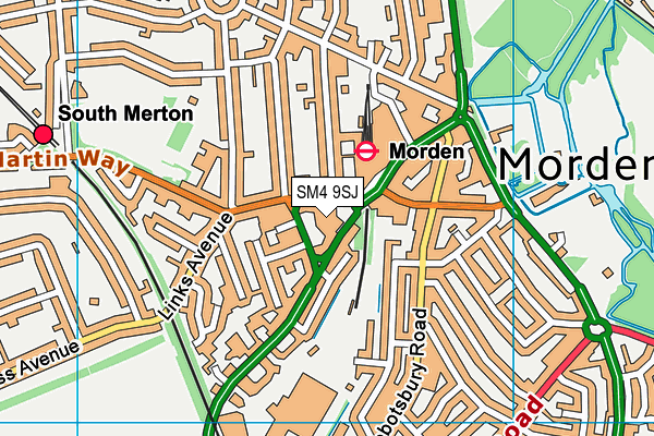SM4 9SJ map - OS VectorMap District (Ordnance Survey)