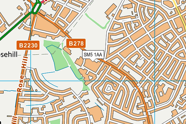 SM5 1AA map - OS VectorMap District (Ordnance Survey)