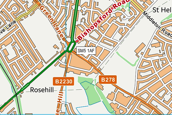 SM5 1AF map - OS VectorMap District (Ordnance Survey)