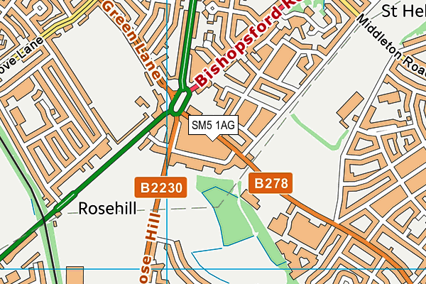 SM5 1AG map - OS VectorMap District (Ordnance Survey)