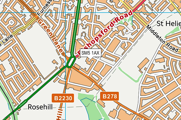 SM5 1AX map - OS VectorMap District (Ordnance Survey)