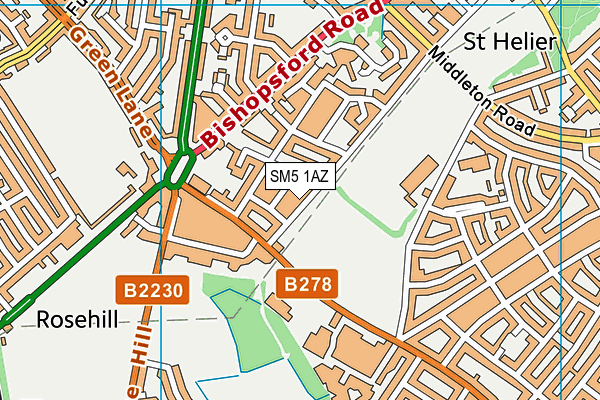 SM5 1AZ map - OS VectorMap District (Ordnance Survey)