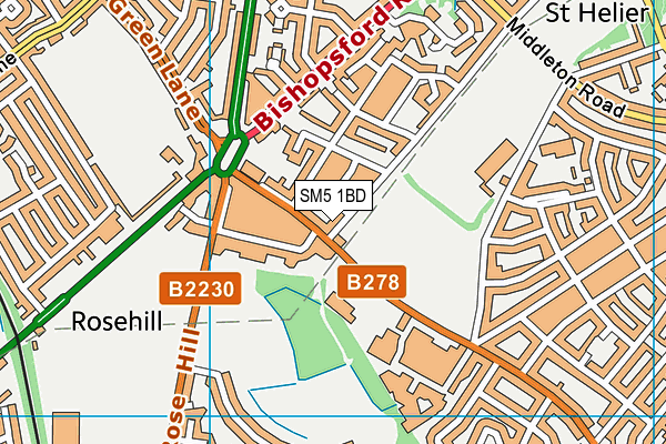 SM5 1BD map - OS VectorMap District (Ordnance Survey)