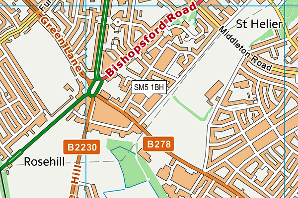 SM5 1BH map - OS VectorMap District (Ordnance Survey)