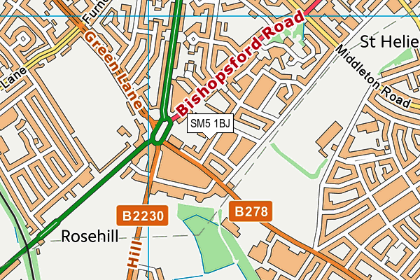 SM5 1BJ map - OS VectorMap District (Ordnance Survey)