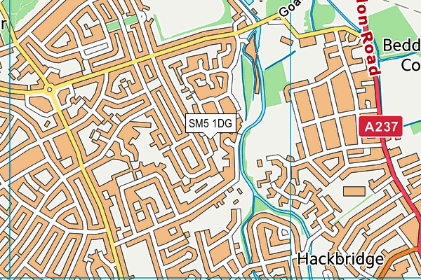 SM5 1DG map - OS VectorMap District (Ordnance Survey)