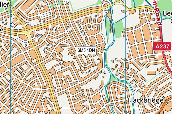 SM5 1DN map - OS VectorMap District (Ordnance Survey)