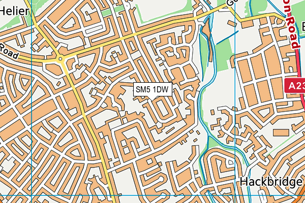 SM5 1DW map - OS VectorMap District (Ordnance Survey)