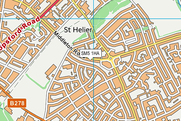 SM5 1HA map - OS VectorMap District (Ordnance Survey)