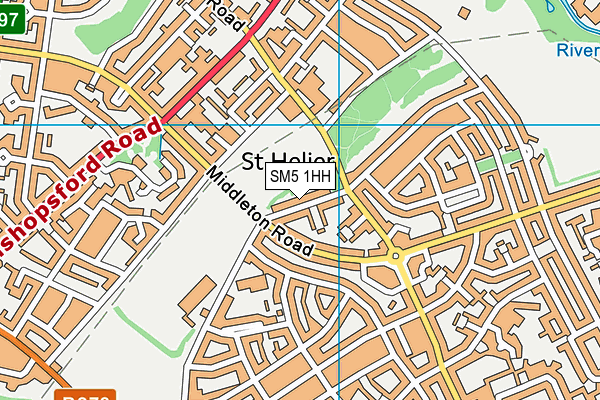 SM5 1HH map - OS VectorMap District (Ordnance Survey)