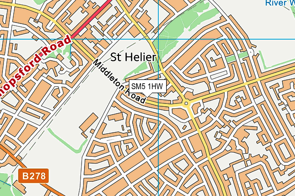 SM5 1HW map - OS VectorMap District (Ordnance Survey)