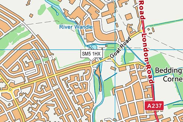 SM5 1HX map - OS VectorMap District (Ordnance Survey)