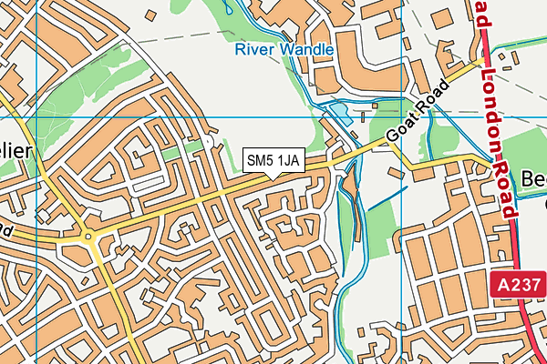 SM5 1JA map - OS VectorMap District (Ordnance Survey)