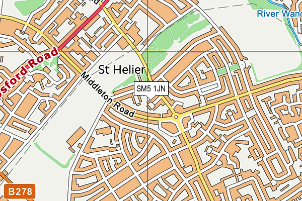 SM5 1JN map - OS VectorMap District (Ordnance Survey)