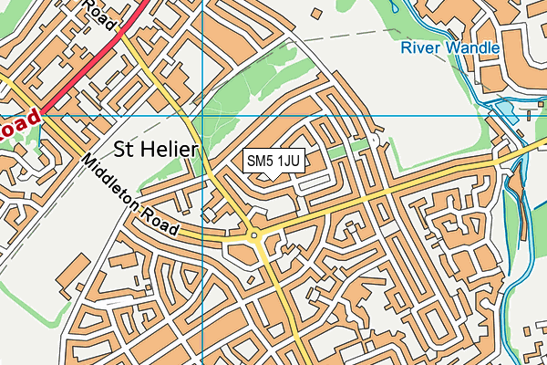 SM5 1JU map - OS VectorMap District (Ordnance Survey)