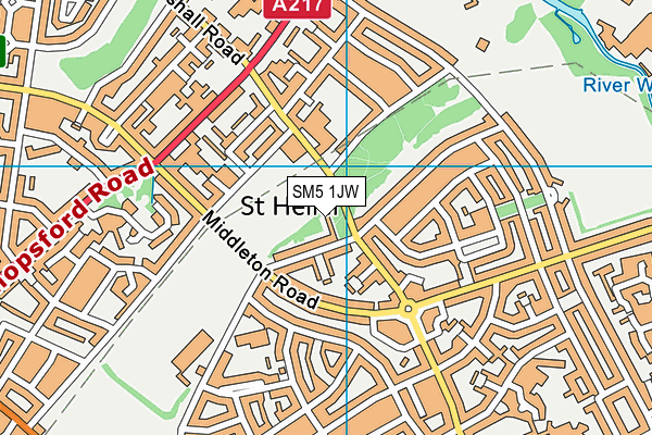 SM5 1JW map - OS VectorMap District (Ordnance Survey)