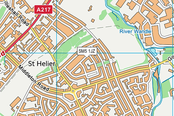 SM5 1JZ map - OS VectorMap District (Ordnance Survey)