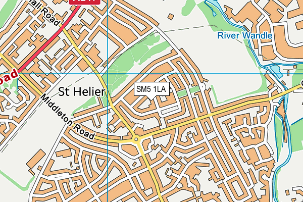 SM5 1LA map - OS VectorMap District (Ordnance Survey)