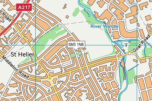 SM5 1NB map - OS VectorMap District (Ordnance Survey)