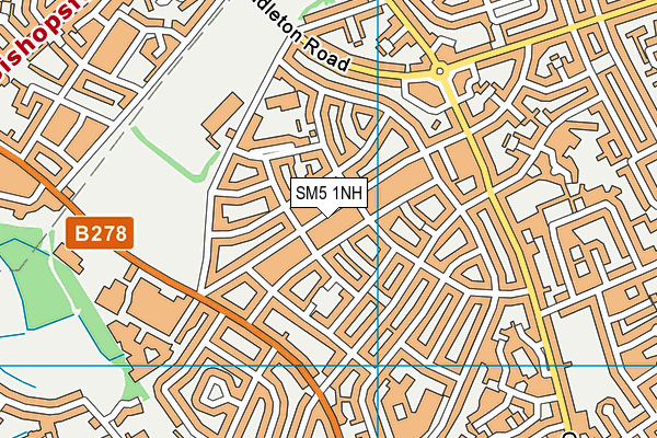 SM5 1NH map - OS VectorMap District (Ordnance Survey)
