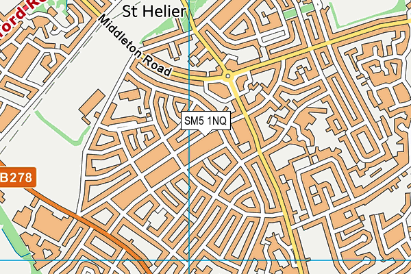 SM5 1NQ map - OS VectorMap District (Ordnance Survey)