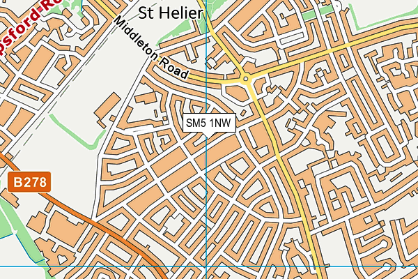 SM5 1NW map - OS VectorMap District (Ordnance Survey)