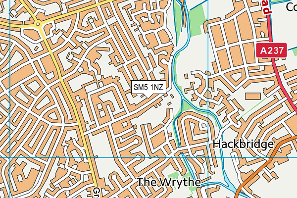 SM5 1NZ map - OS VectorMap District (Ordnance Survey)