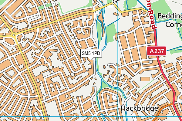 SM5 1PD map - OS VectorMap District (Ordnance Survey)