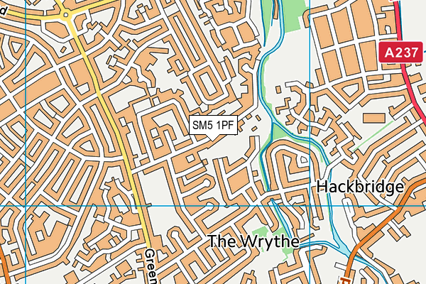 SM5 1PF map - OS VectorMap District (Ordnance Survey)