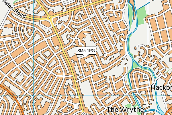 SM5 1PG map - OS VectorMap District (Ordnance Survey)