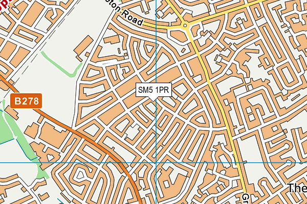 SM5 1PR map - OS VectorMap District (Ordnance Survey)