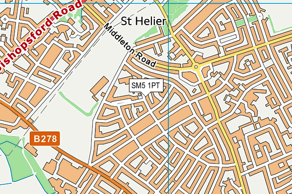 SM5 1PT map - OS VectorMap District (Ordnance Survey)