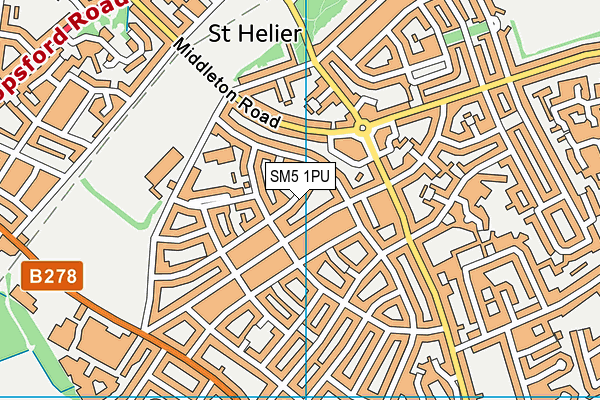 SM5 1PU map - OS VectorMap District (Ordnance Survey)