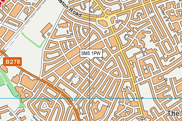 SM5 1PW map - OS VectorMap District (Ordnance Survey)