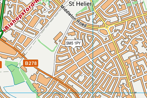 SM5 1PY map - OS VectorMap District (Ordnance Survey)