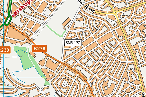 SM5 1PZ map - OS VectorMap District (Ordnance Survey)