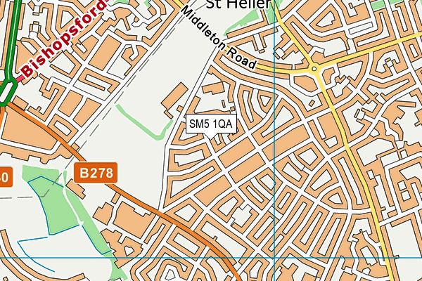 SM5 1QA map - OS VectorMap District (Ordnance Survey)