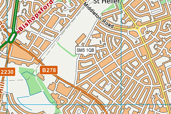 SM5 1QB map - OS VectorMap District (Ordnance Survey)
