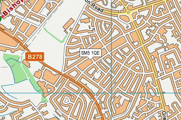 SM5 1QE map - OS VectorMap District (Ordnance Survey)