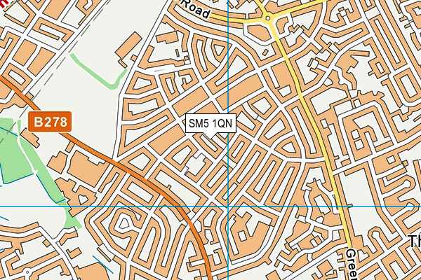 SM5 1QN map - OS VectorMap District (Ordnance Survey)